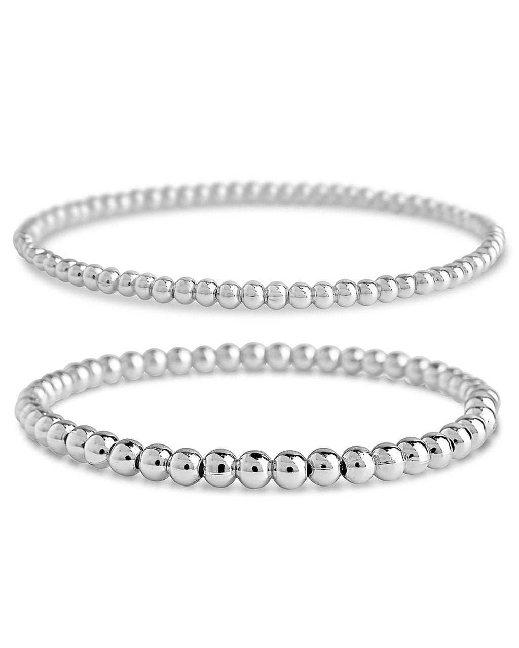 Sterling Silver Beaded Stretch Bracelet Sets