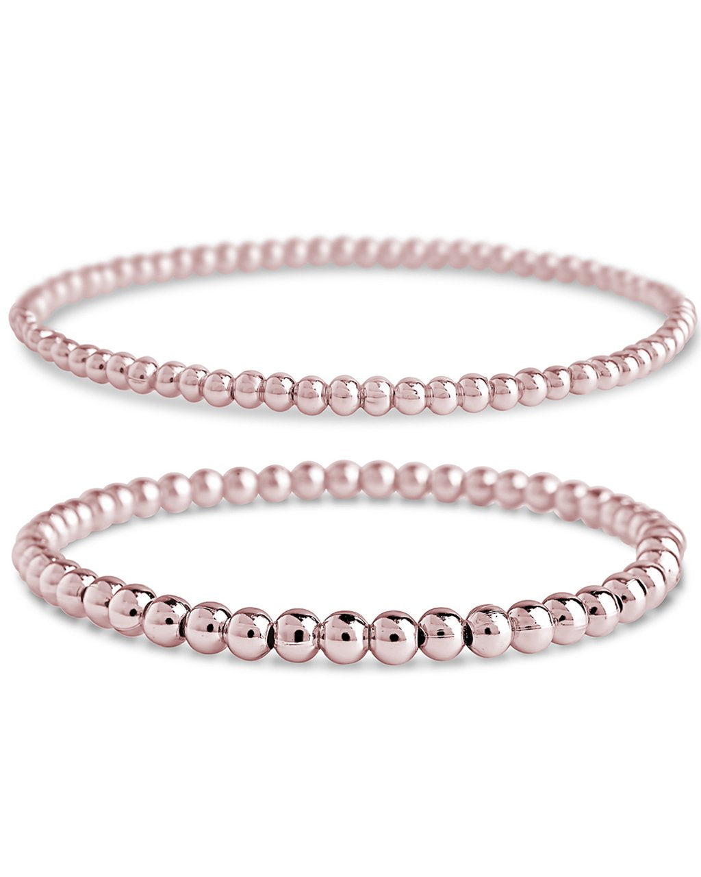 Sterling Silver Beaded Stretch Bracelet Sets