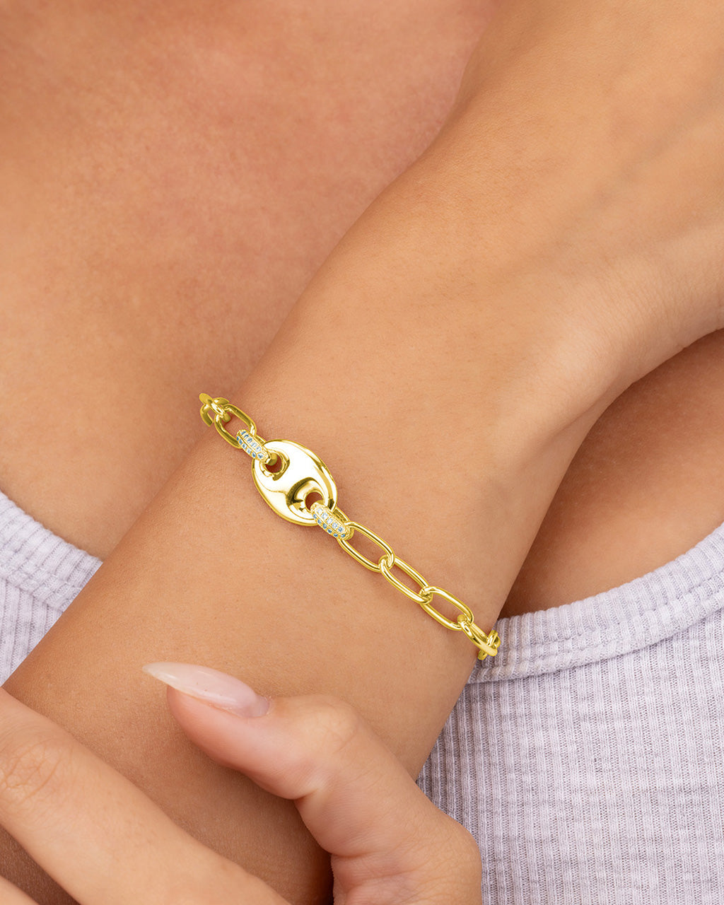 Bliss CZ Anchor Chain Bracelet