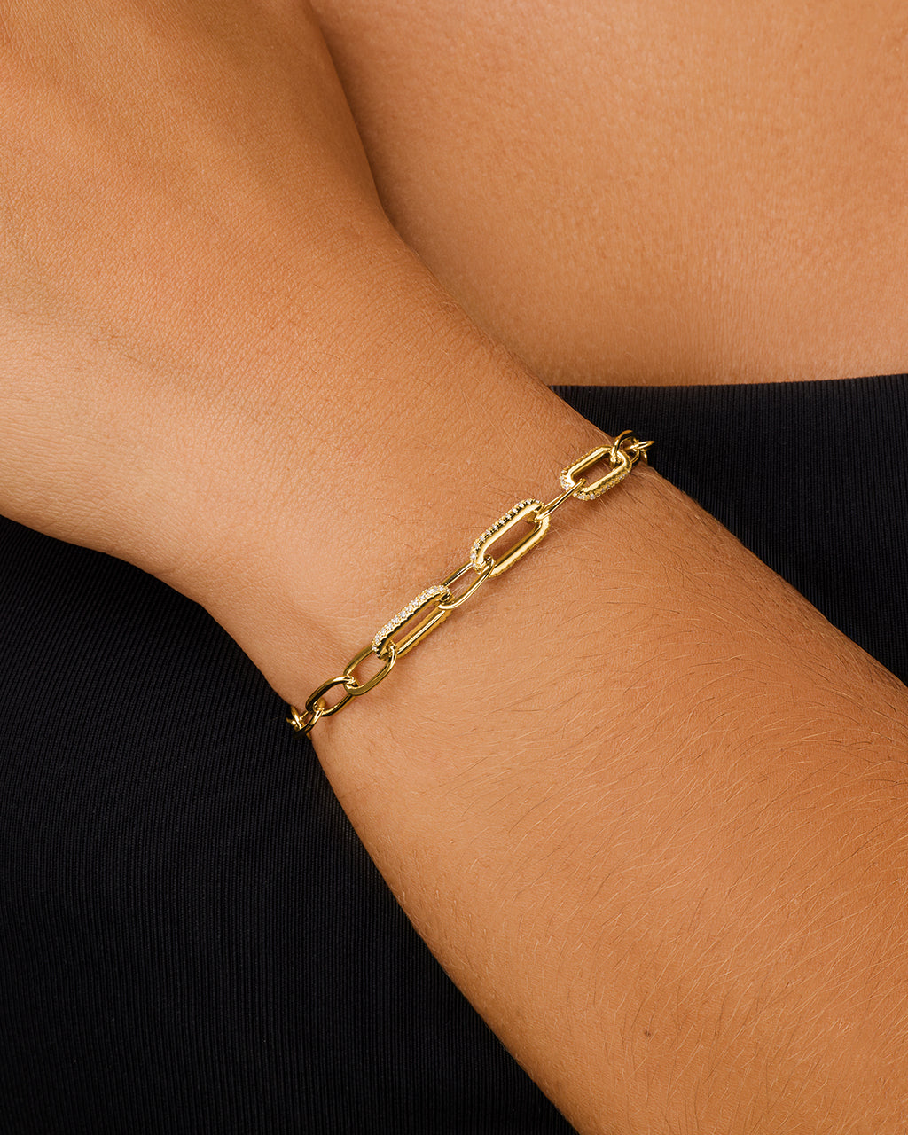 Sterling Silver Hallie CZ Paperclip Chain Bracelet