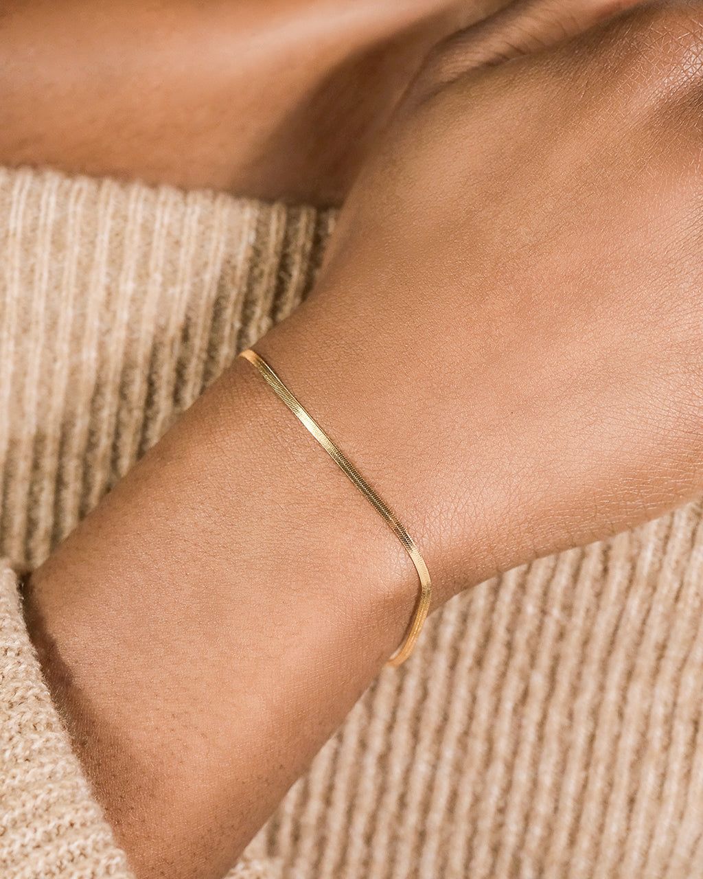 Sterling Silver Herringbone Chain Bracelet