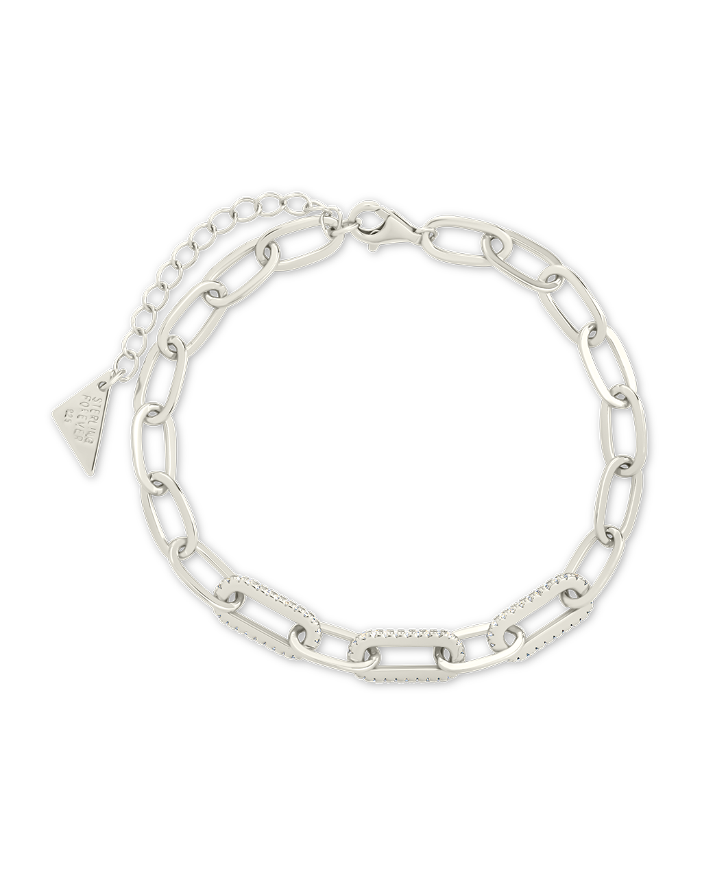 Sterling Silver Hallie CZ Paperclip Chain Bracelet