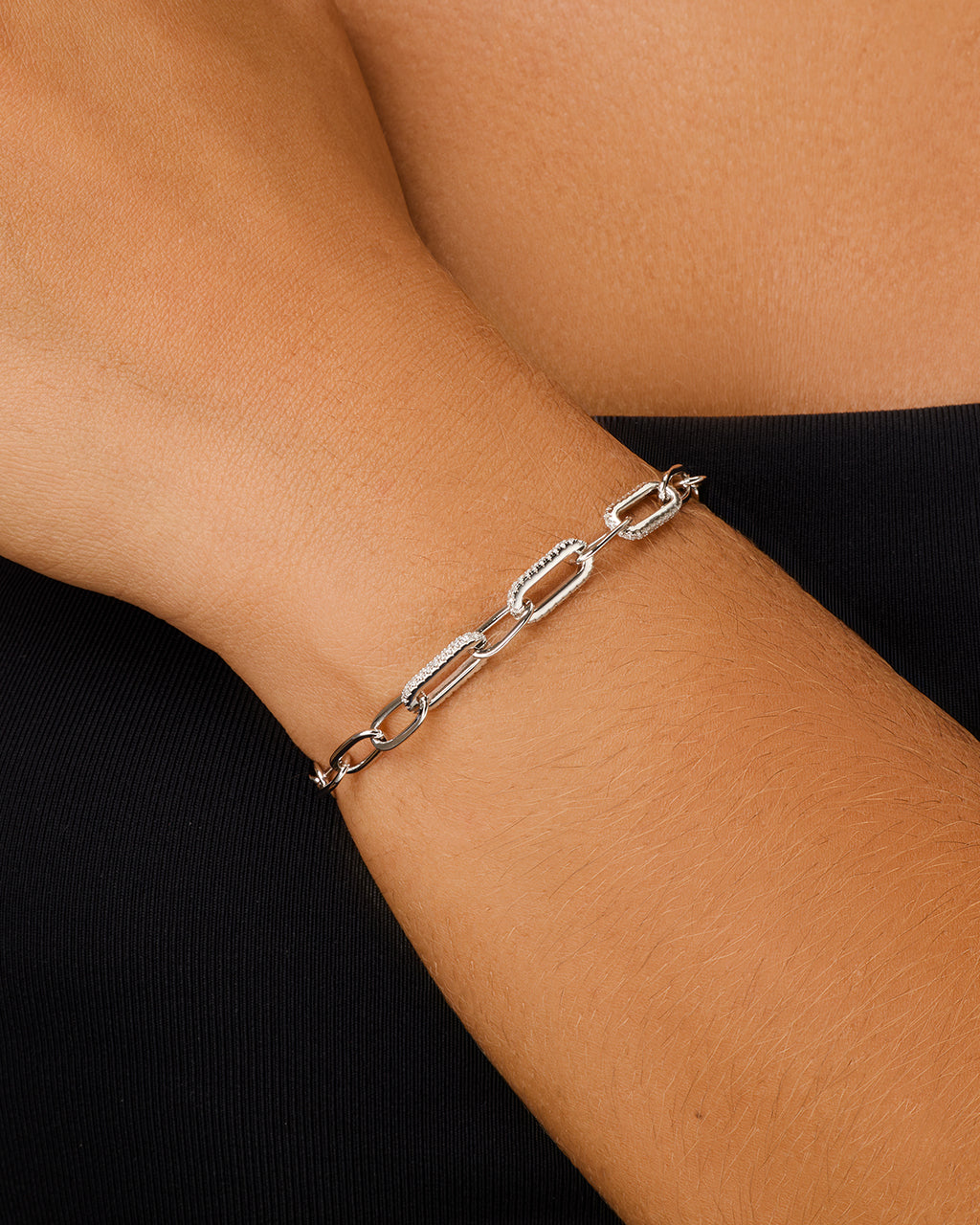 Sterling Silver Hallie CZ Paperclip Chain Bracelet
