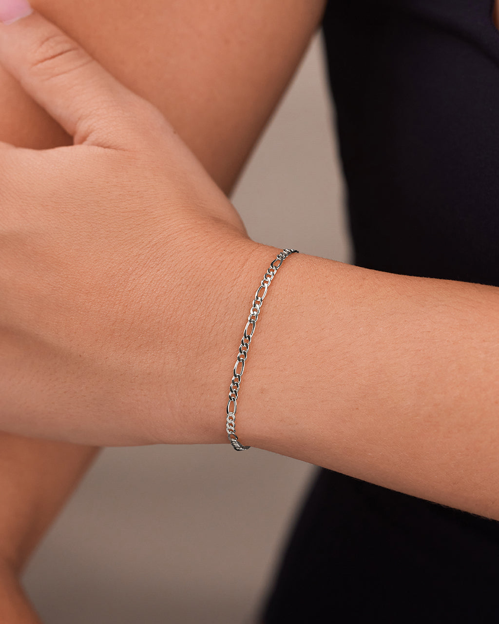 Sterling Silver Figaro Chain Bracelet