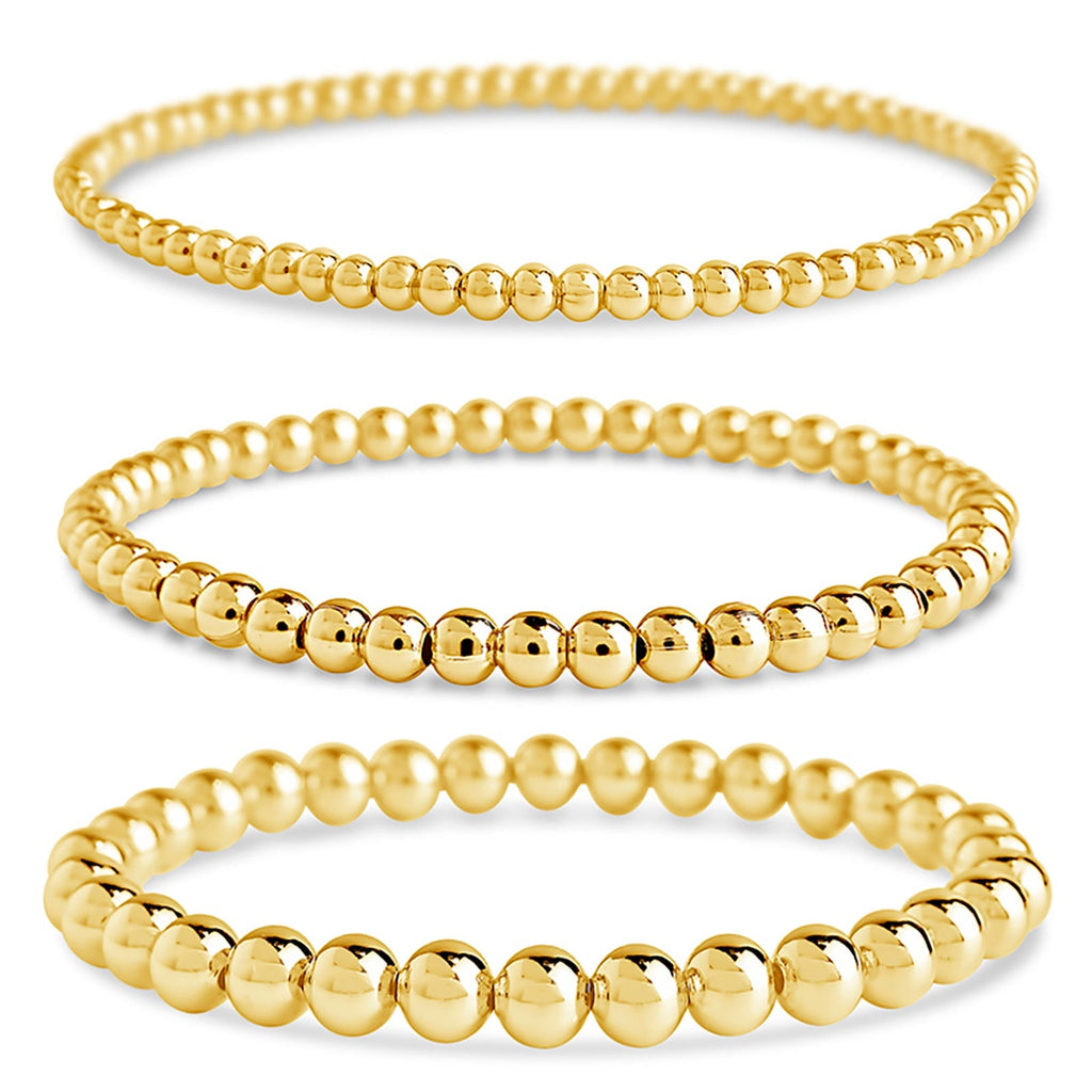 Sterling Silver Beaded Stretch Bracelet Sets