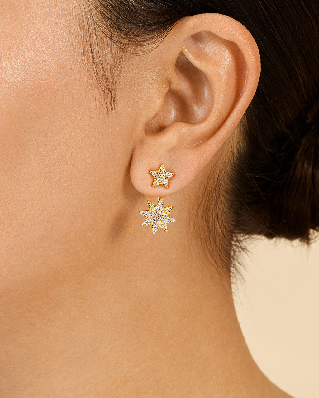 CZ Starburst Jacket Earrings