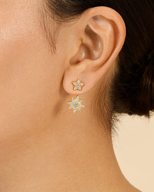 CZ Starburst Jacket Earrings