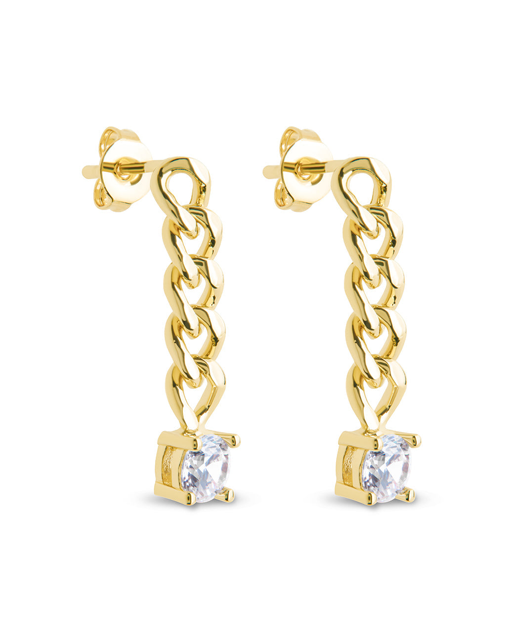Phoebe CZ Chain Link Drop Stud Earrings