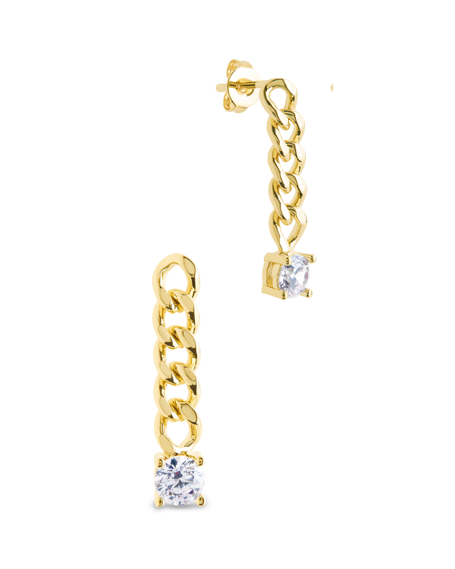 Phoebe CZ Chain Link Drop Stud Earrings