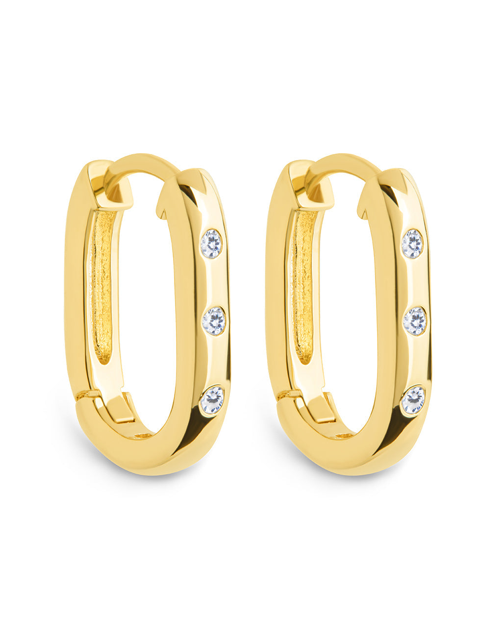 Casey Rectangular CZ Hoop Earrings