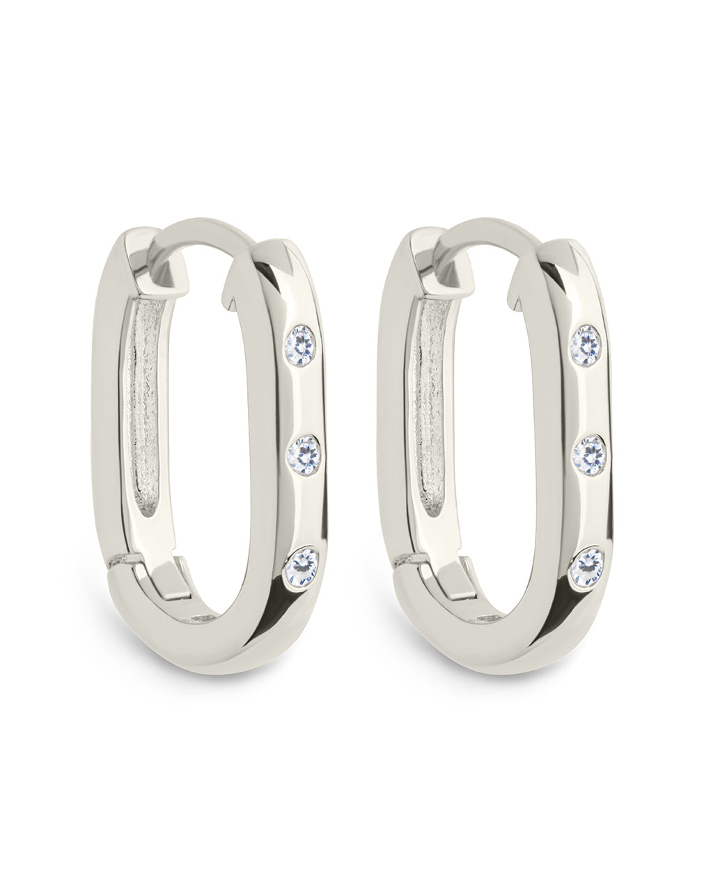 Casey Rectangular CZ Hoop Earrings