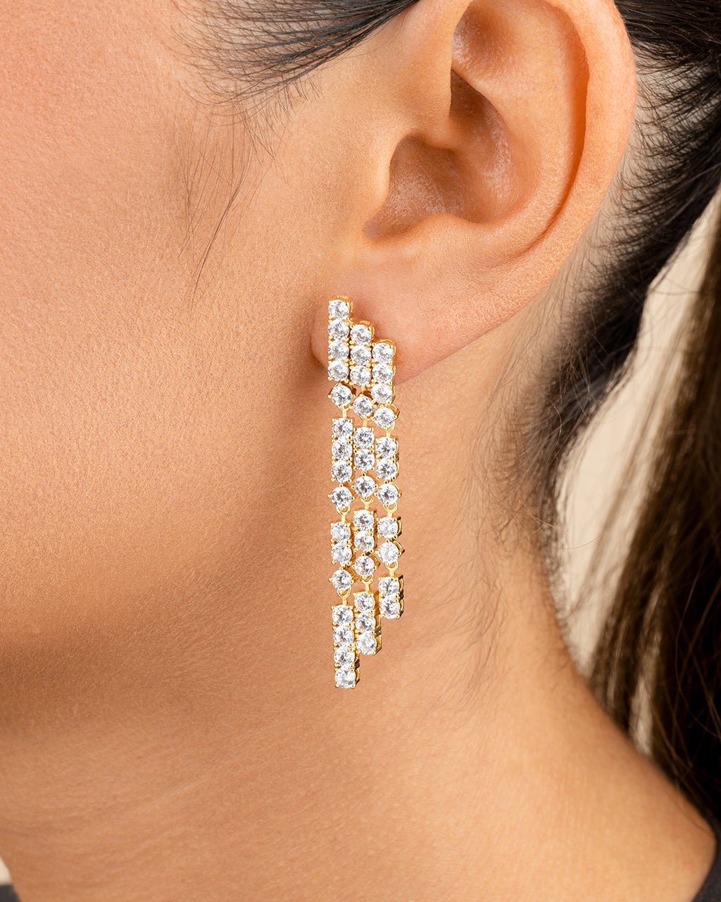 Linda CZ Dangle Stud Earrings