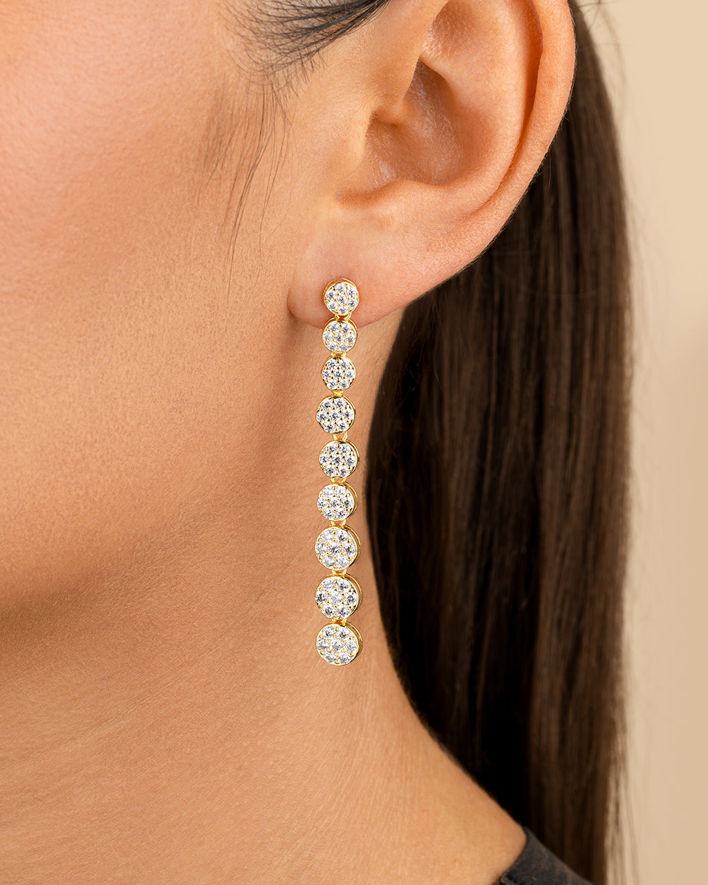 Jessa CZ Circle Drop Stud Earrings