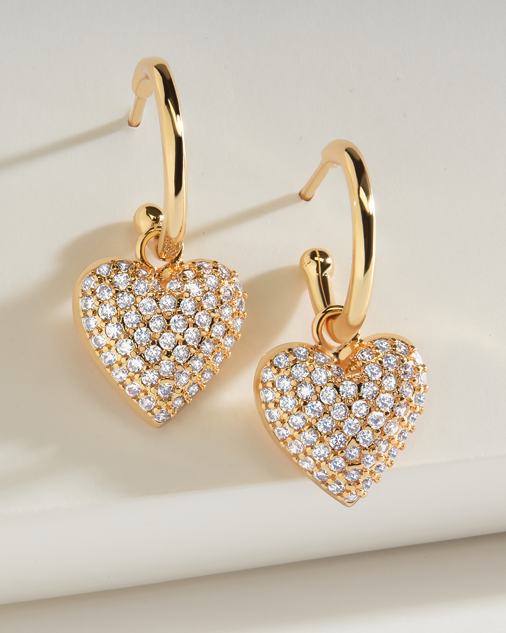 Disco Heart CZ Micro Hoop Earrings