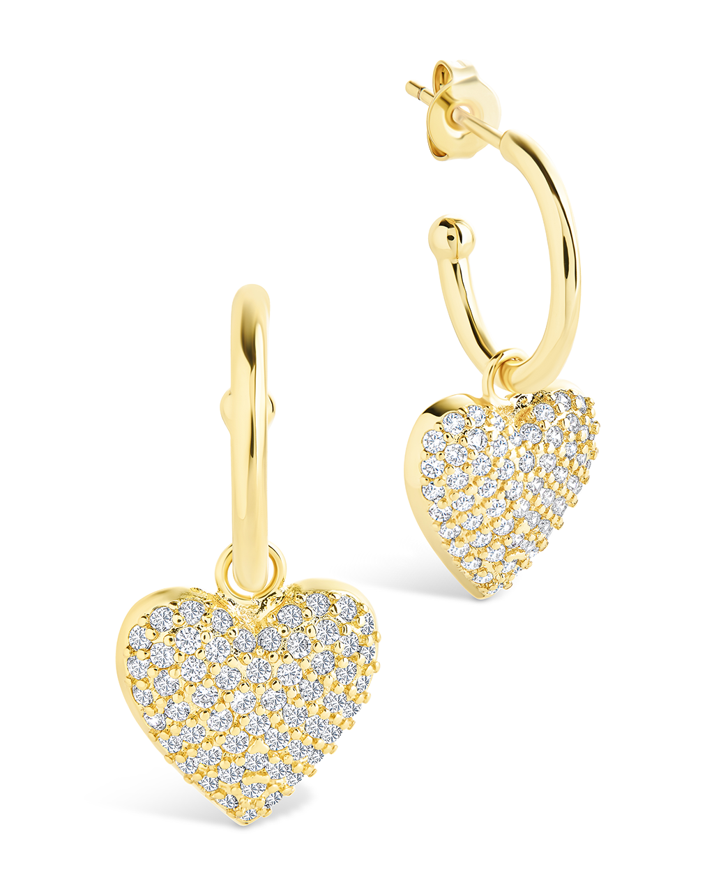 Disco Heart CZ Micro Hoop Earrings