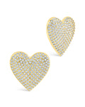 Disco Heart CZ Statement Stud Earrings