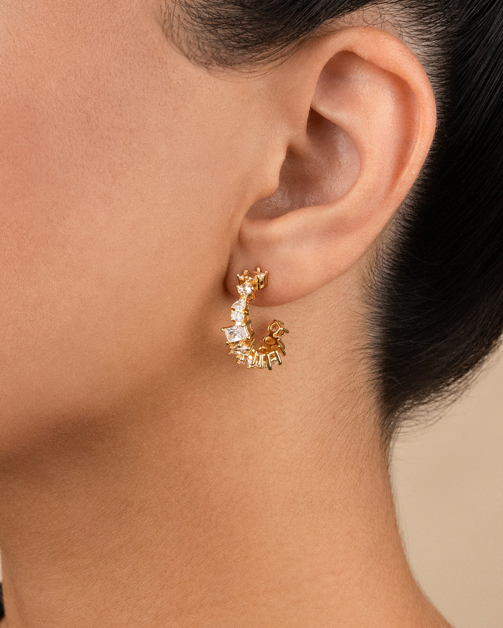 Keziah Geo Cut CZ Hoops
