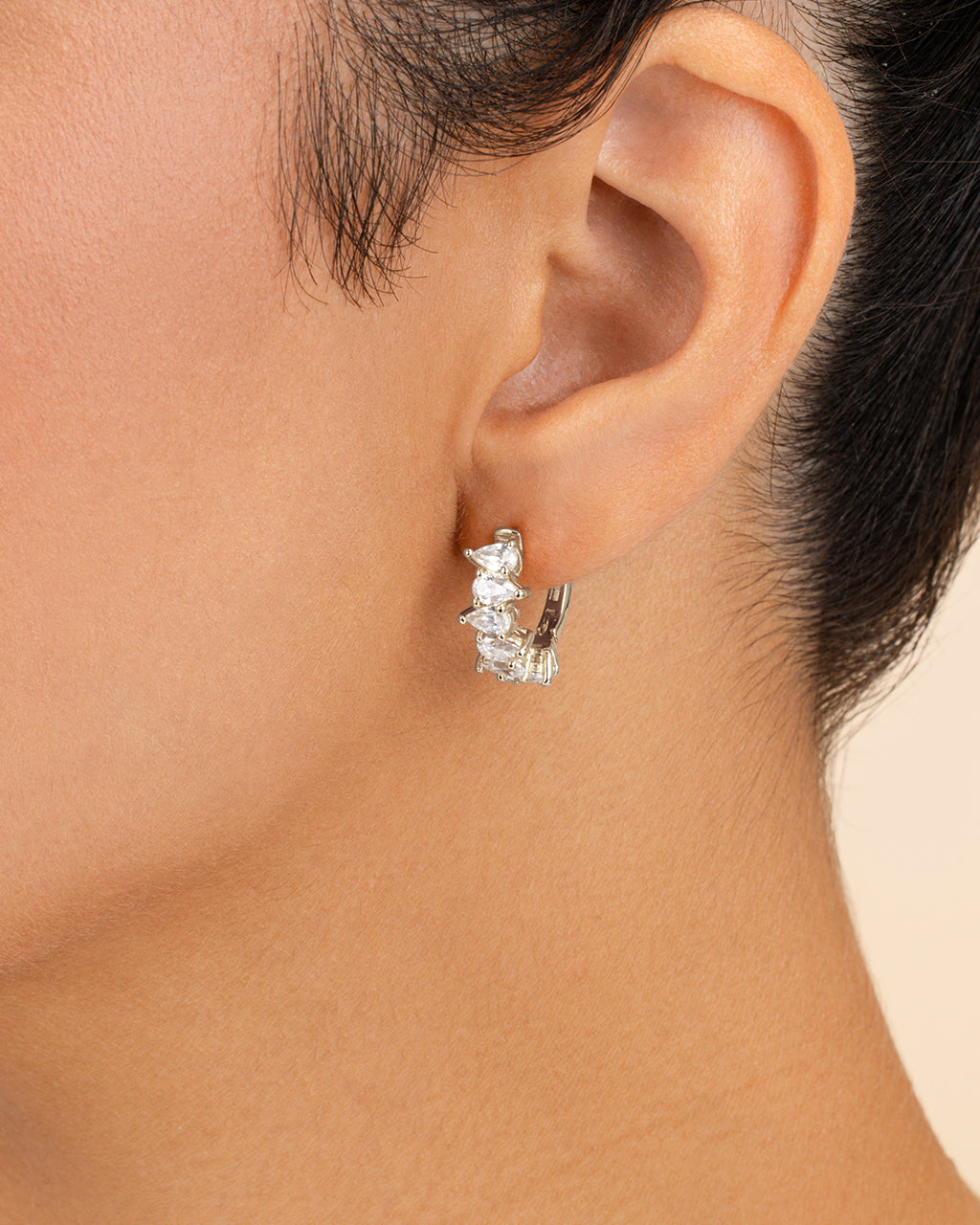 Carina Pear Cut CZ Hoops