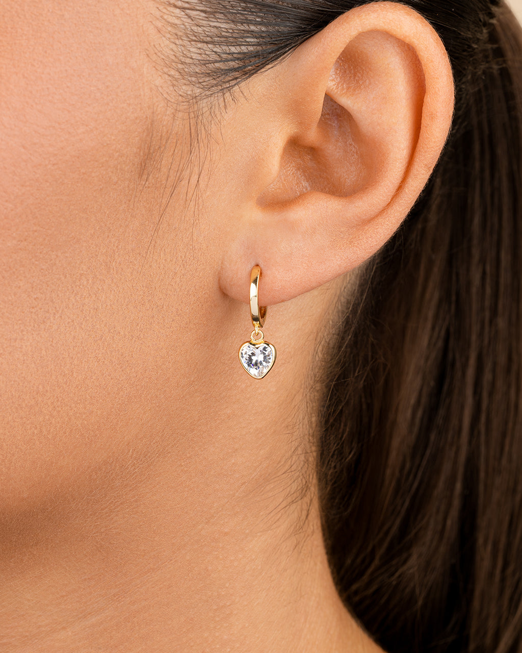 Sterling Silver Lizzy CZ Heart Drop Earrings