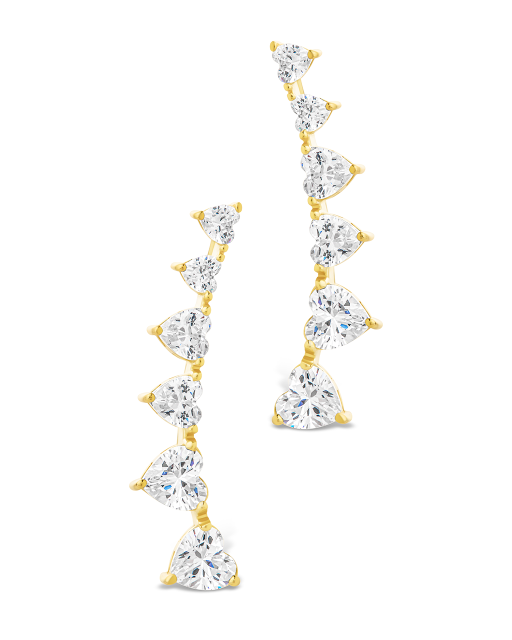 Sterling Silver Jillian CZ Heart Crawler Studs