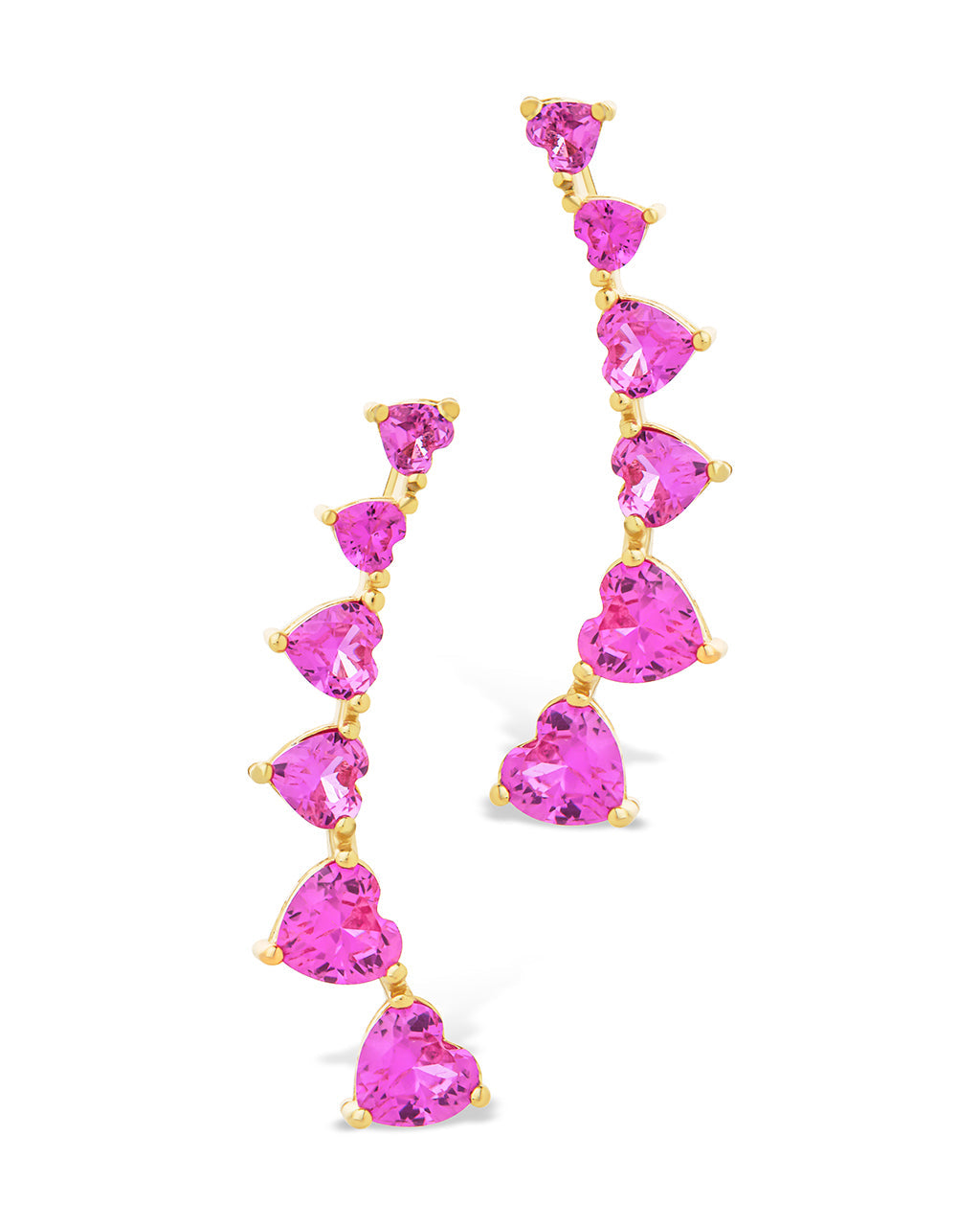 Sterling Silver Jillian CZ Heart Crawler Studs