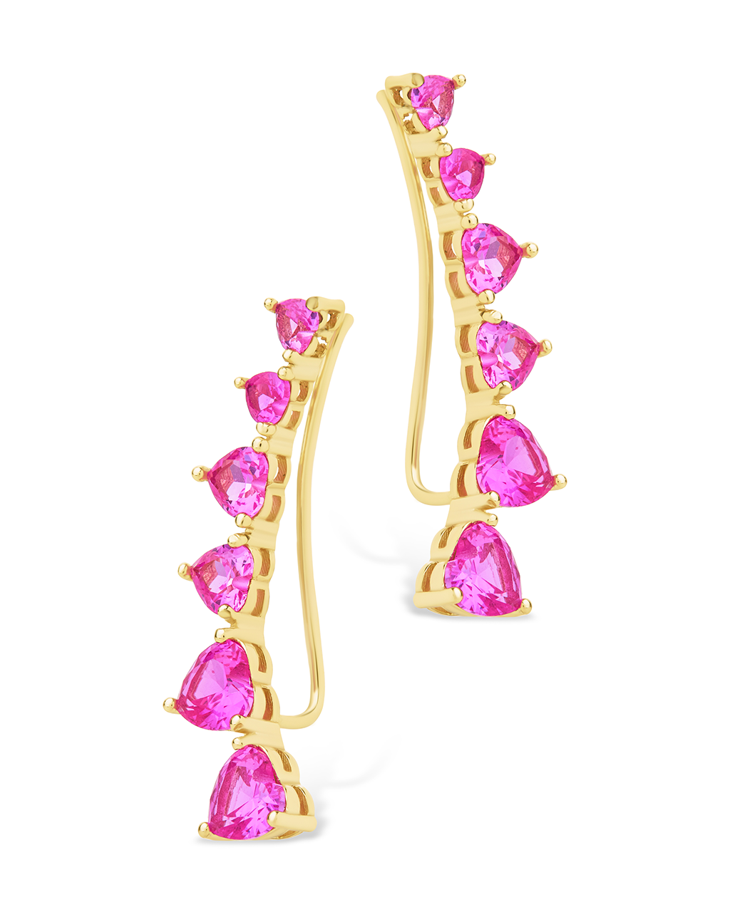 Sterling Silver Jillian CZ Heart Crawler Studs