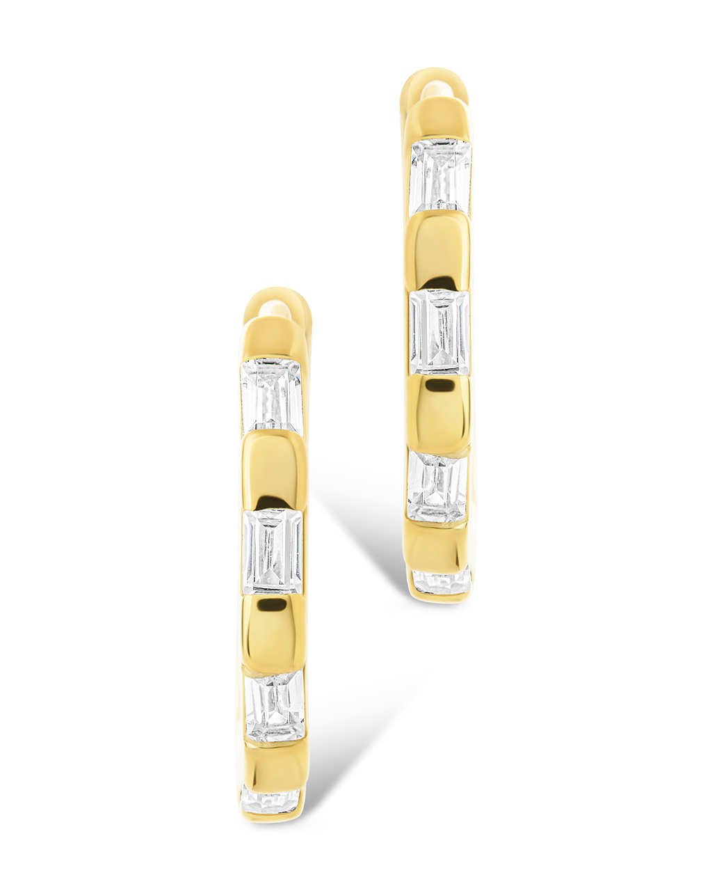 Sterling Silver Henley CZ Baguette Micro Hoop Earrings