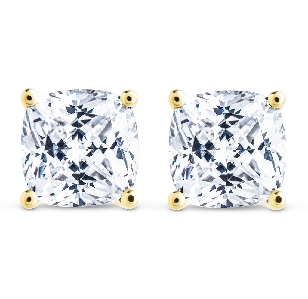Sterling Silver Cushion Cut Prong Set Stud Earrings