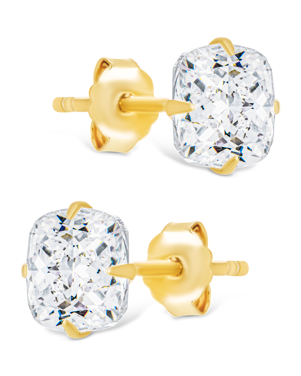 Sterling Silver Cushion Cut Prong Set Stud Earrings