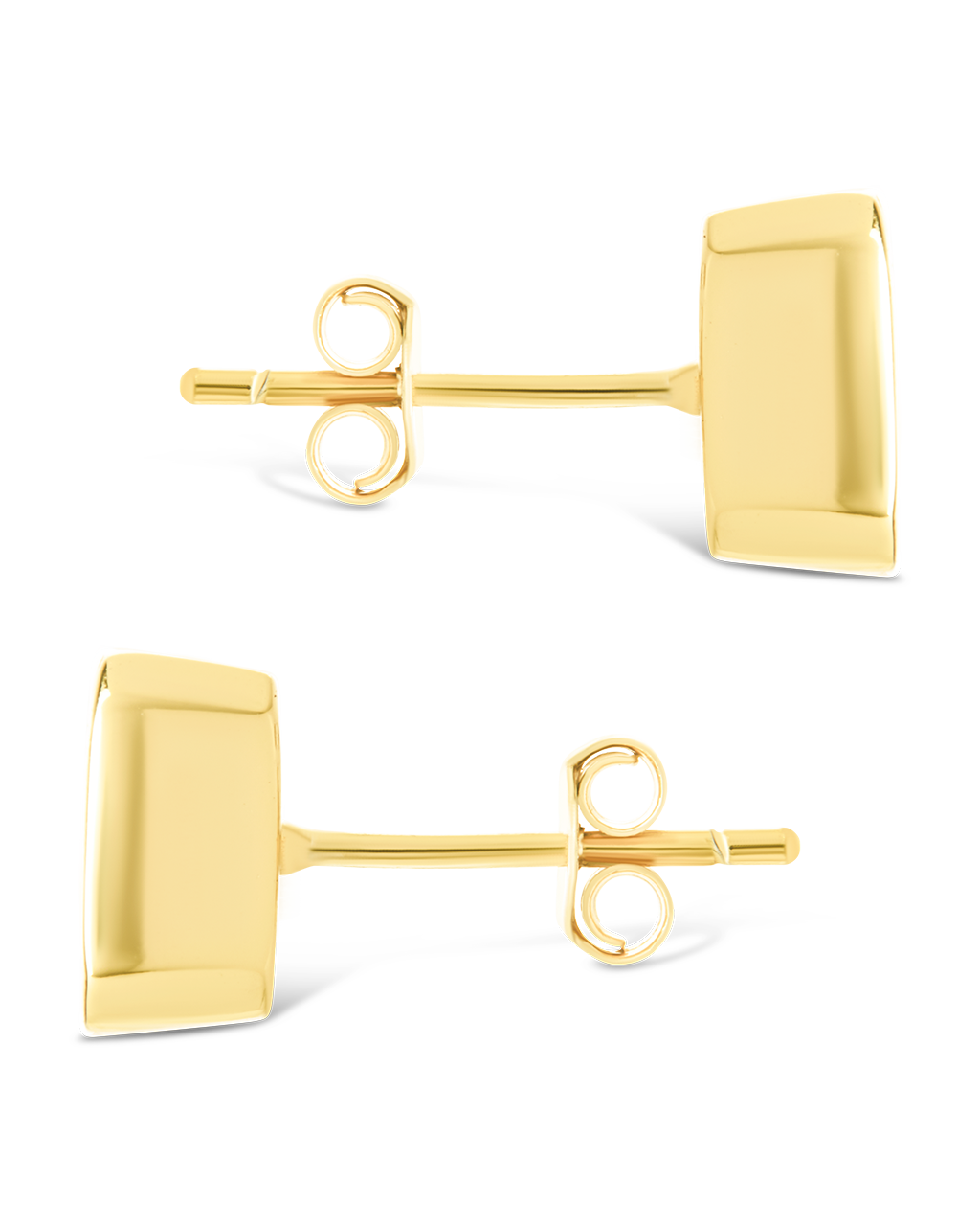 Sterling Silver Emerald Cut Bezel Set Stud Earrings