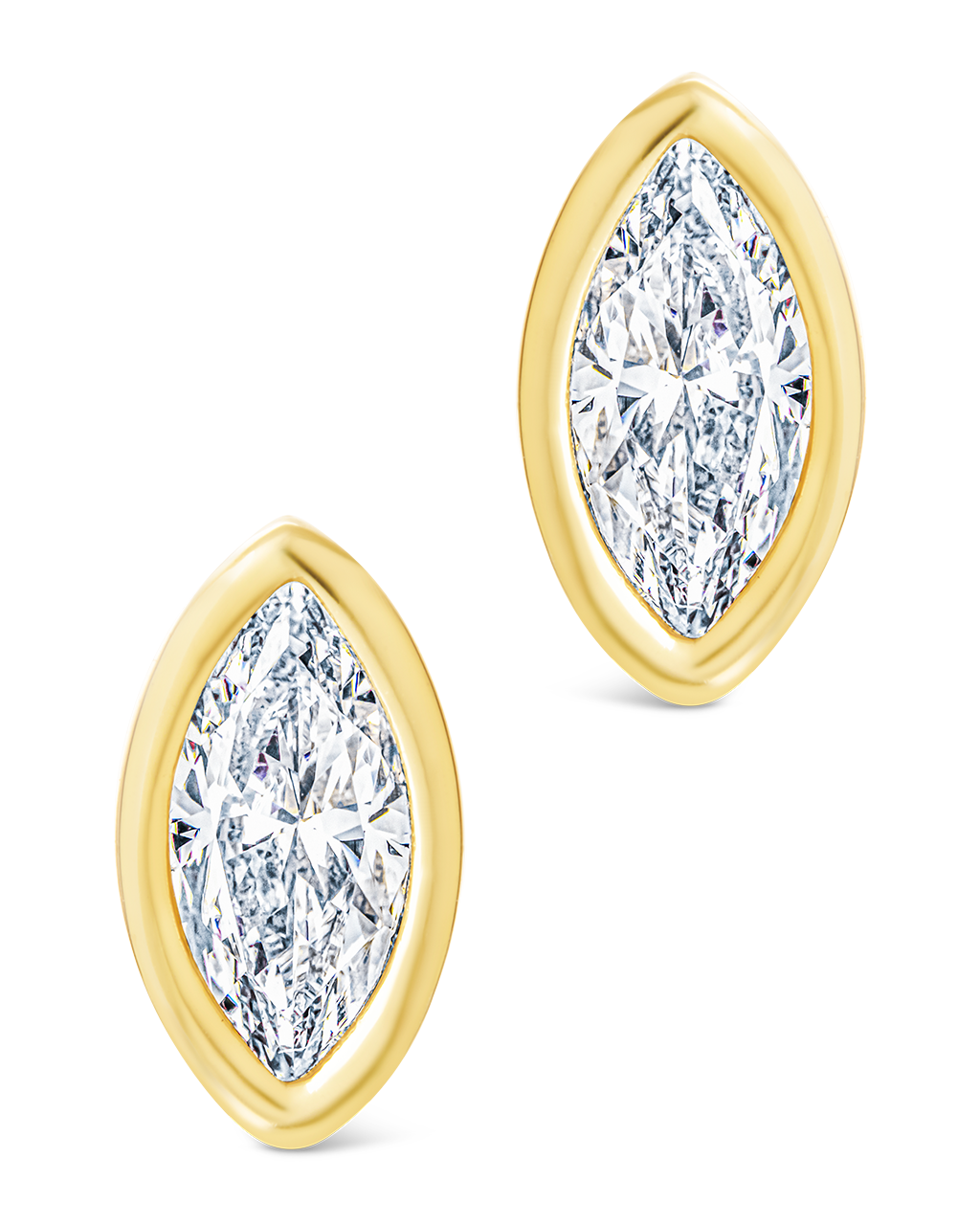 Sterling Silver Marquise Cut Bezel Set Stud Earrings