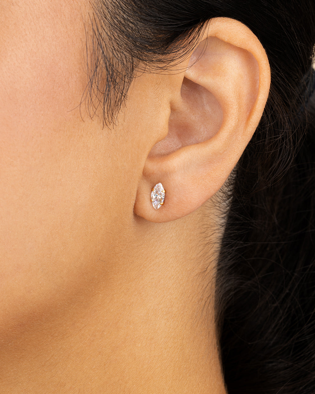 Sterling Silver Marquise Cut Prong Set Stud Earrings