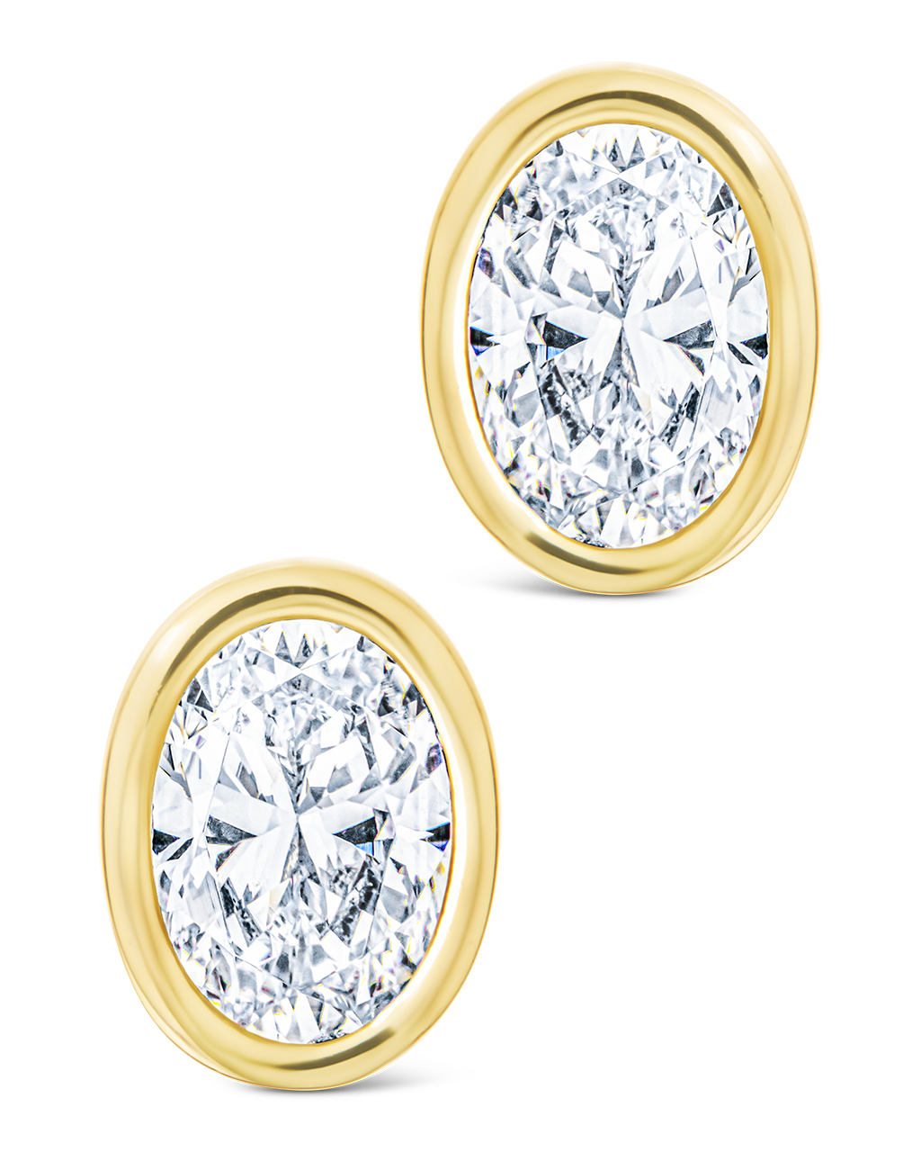 Sterling Silver Oval Cut Bezel Set Stud Earrings