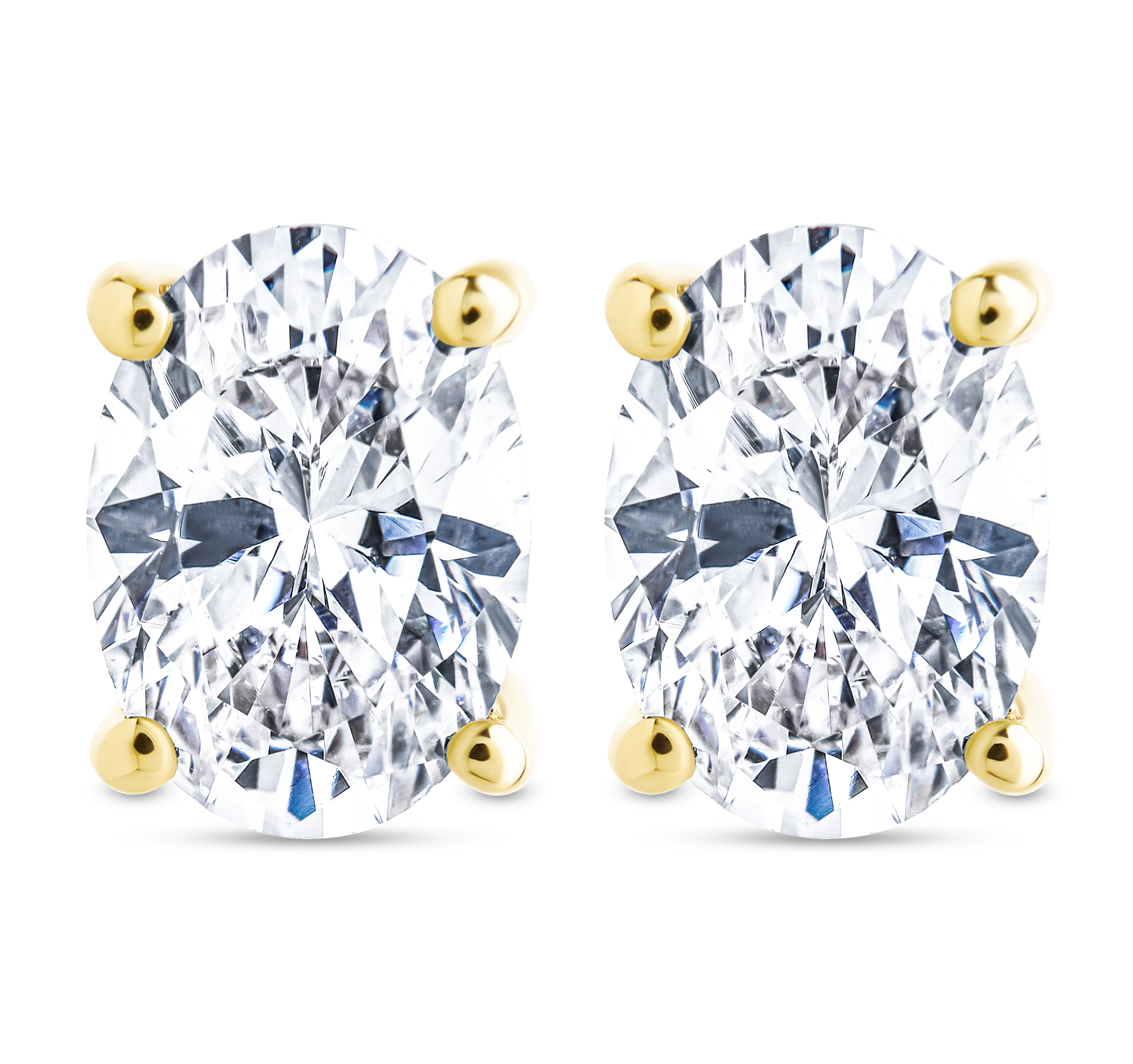 Sterling Silver Oval Cut Prong Set Stud Earrings