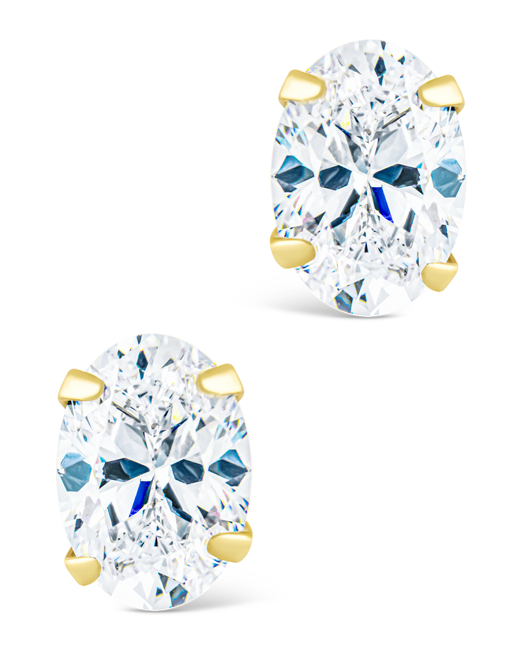 Sterling Silver Oval Cut Prong Set Stud Earrings