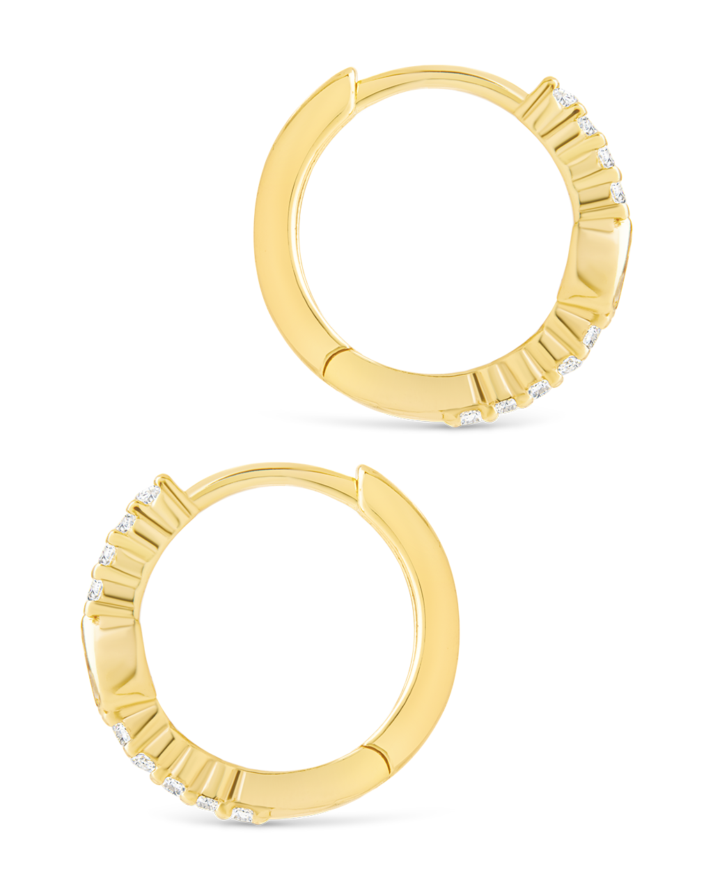 Sterling Silver Pear Cut Bezel Set Huggie Hoop Earrings