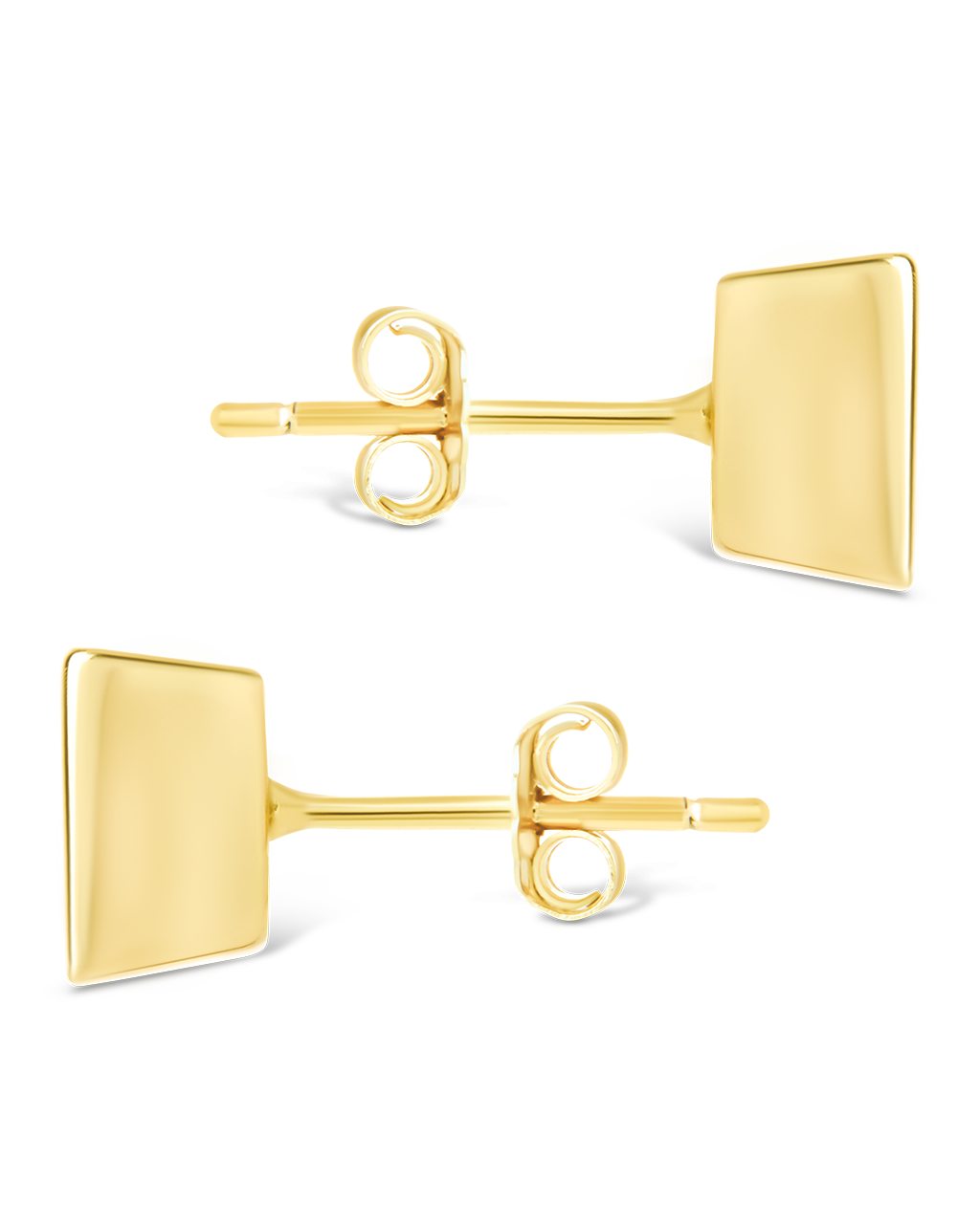 Sterling Silver Princess Cut Bezel Set Stud Earrings