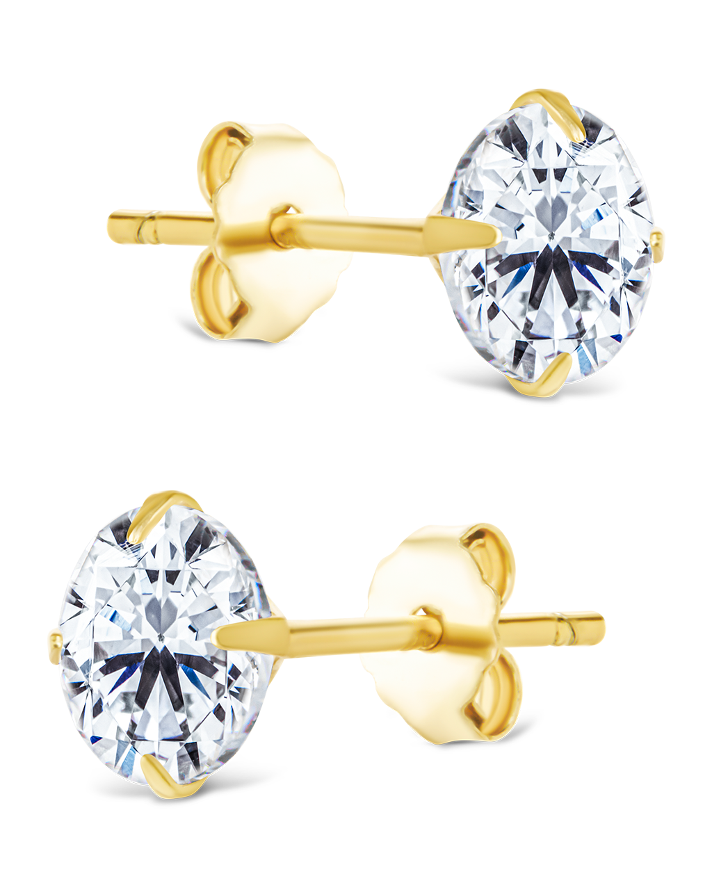 Sterling Silver Round Cut Prong Set Stud Earrings