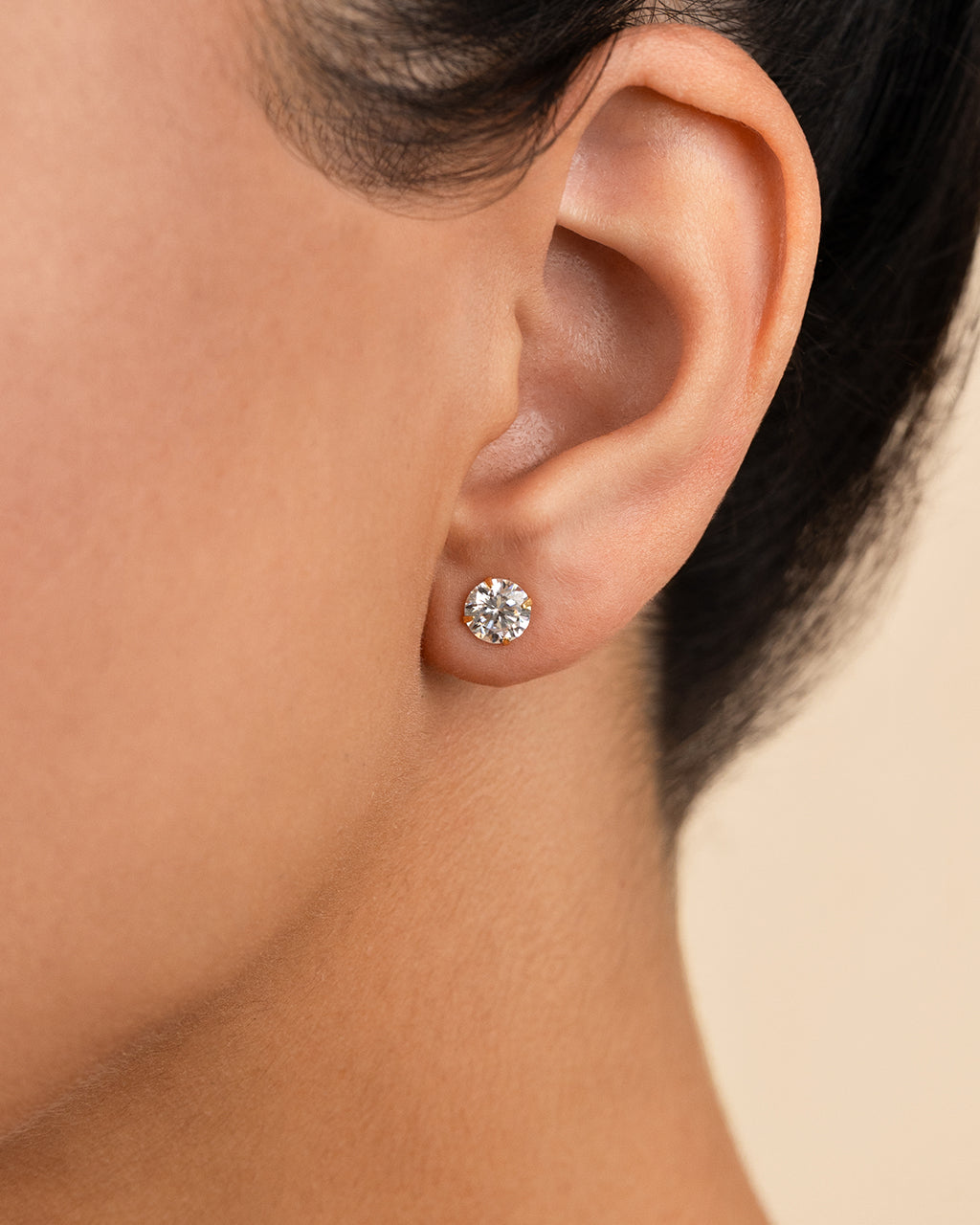 Sterling Silver Round Cut Prong Set Stud Earrings