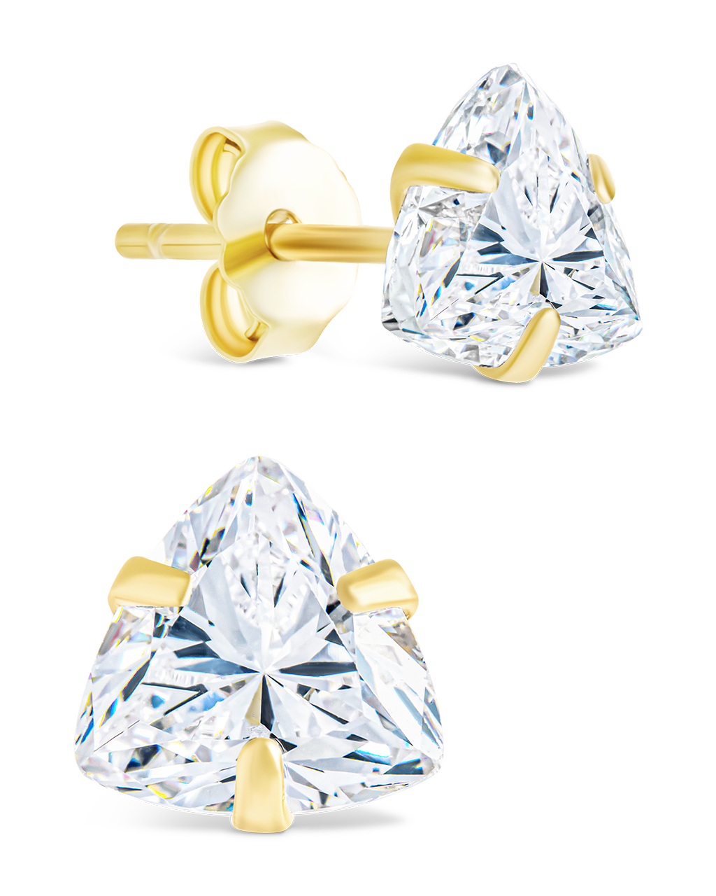 Sterling Silver Trillion Cut Prong Set Stud Earrings