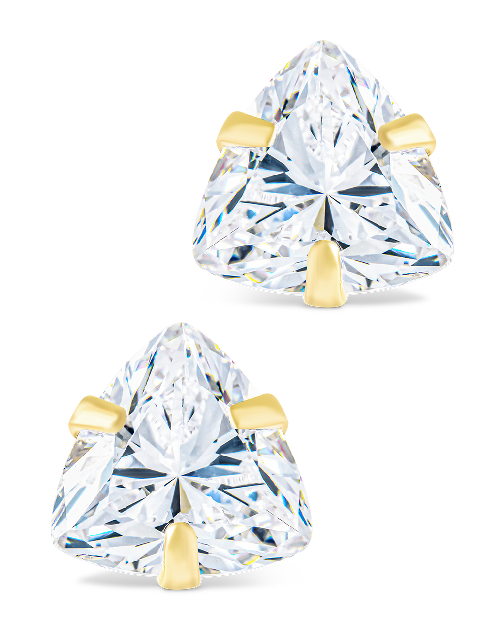 Sterling Silver Trillion Cut Prong Set Stud Earrings