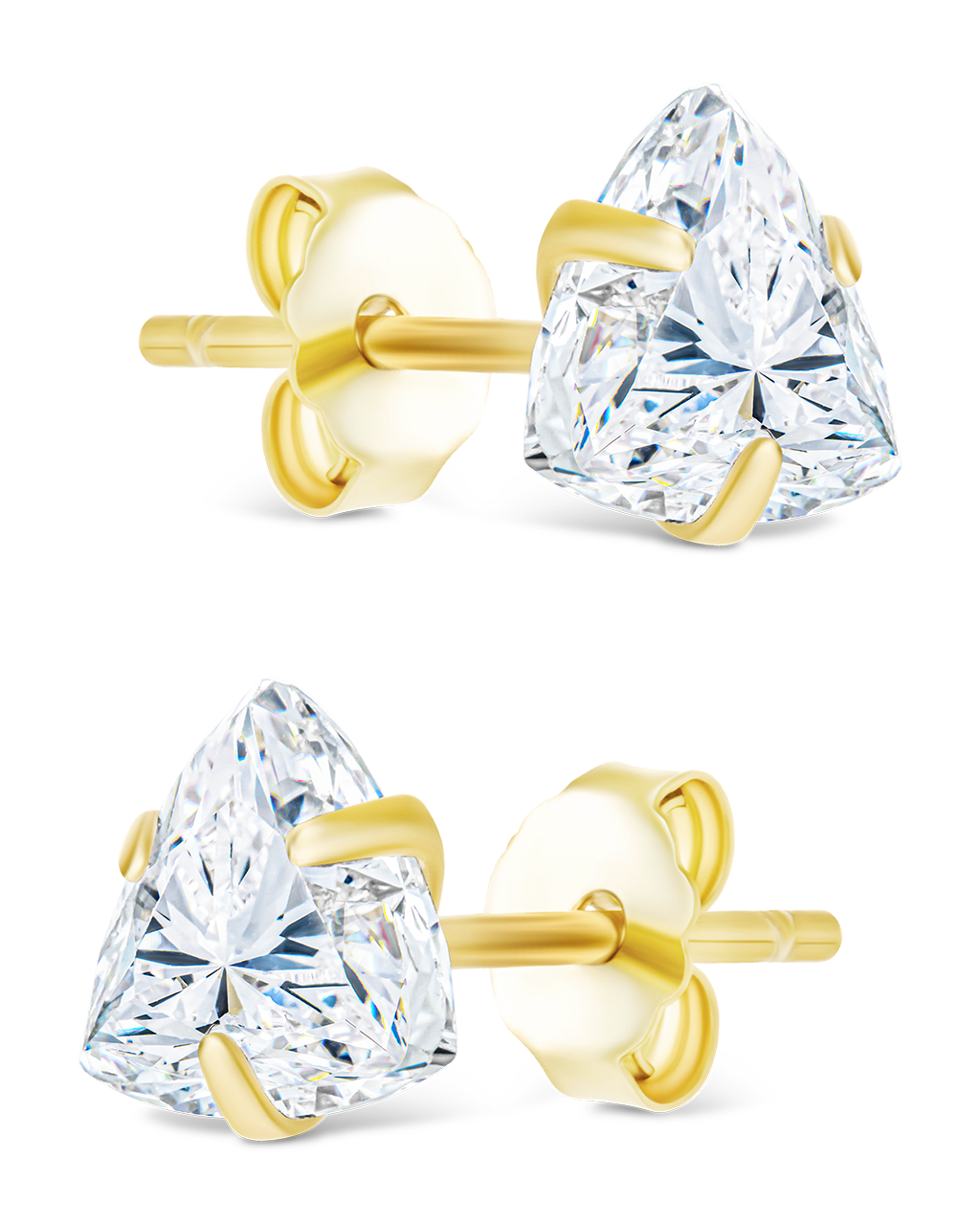 Sterling Silver Trillion Cut Prong Set Stud Earrings