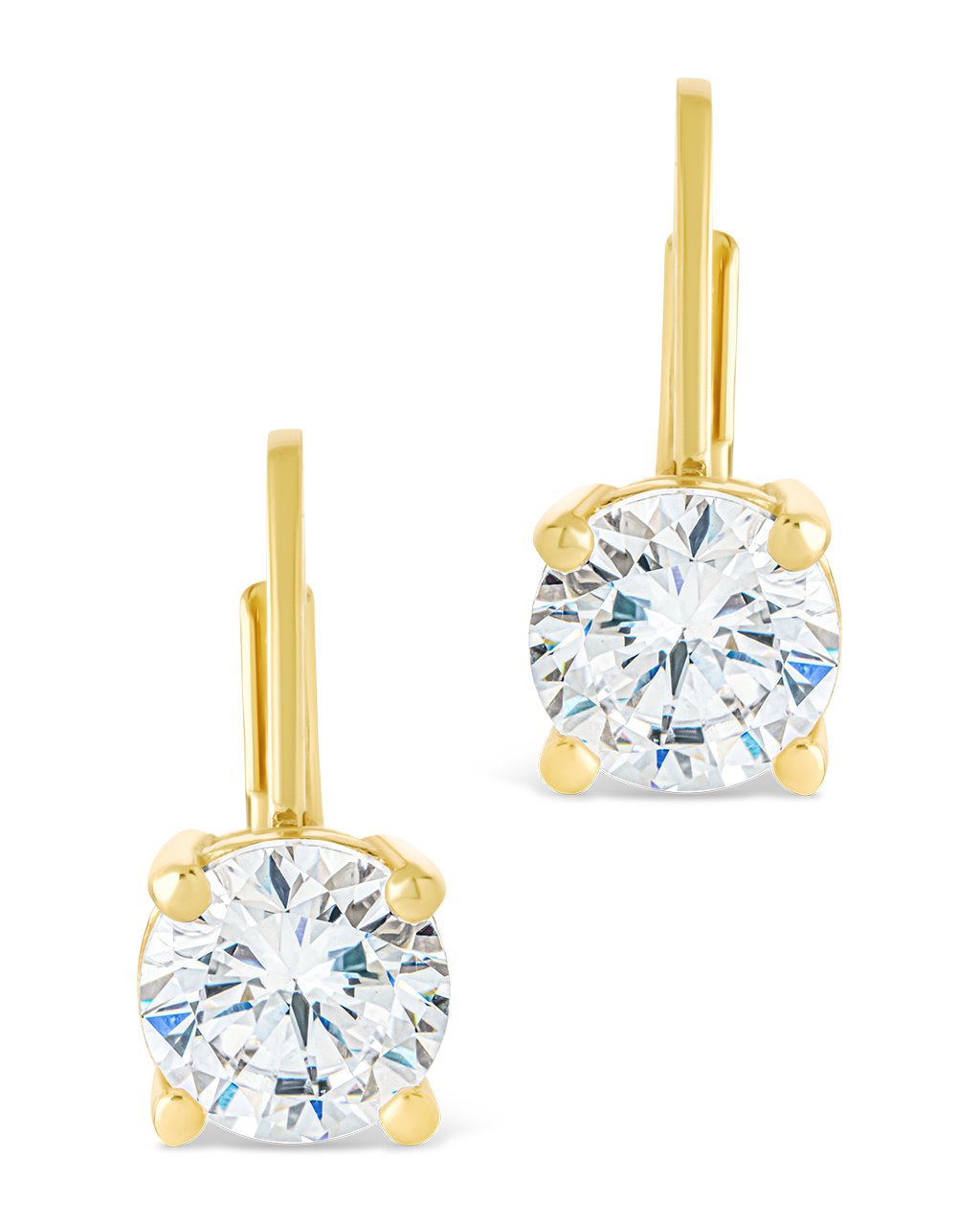 Sterling Silver Round Cut French Clip Earrings