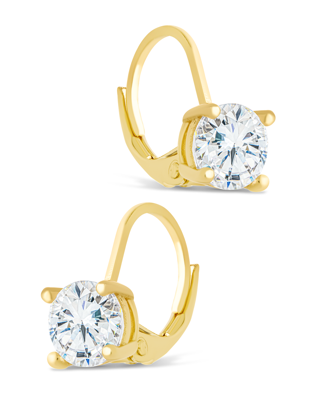 Sterling Silver Round Cut French Clip Earrings