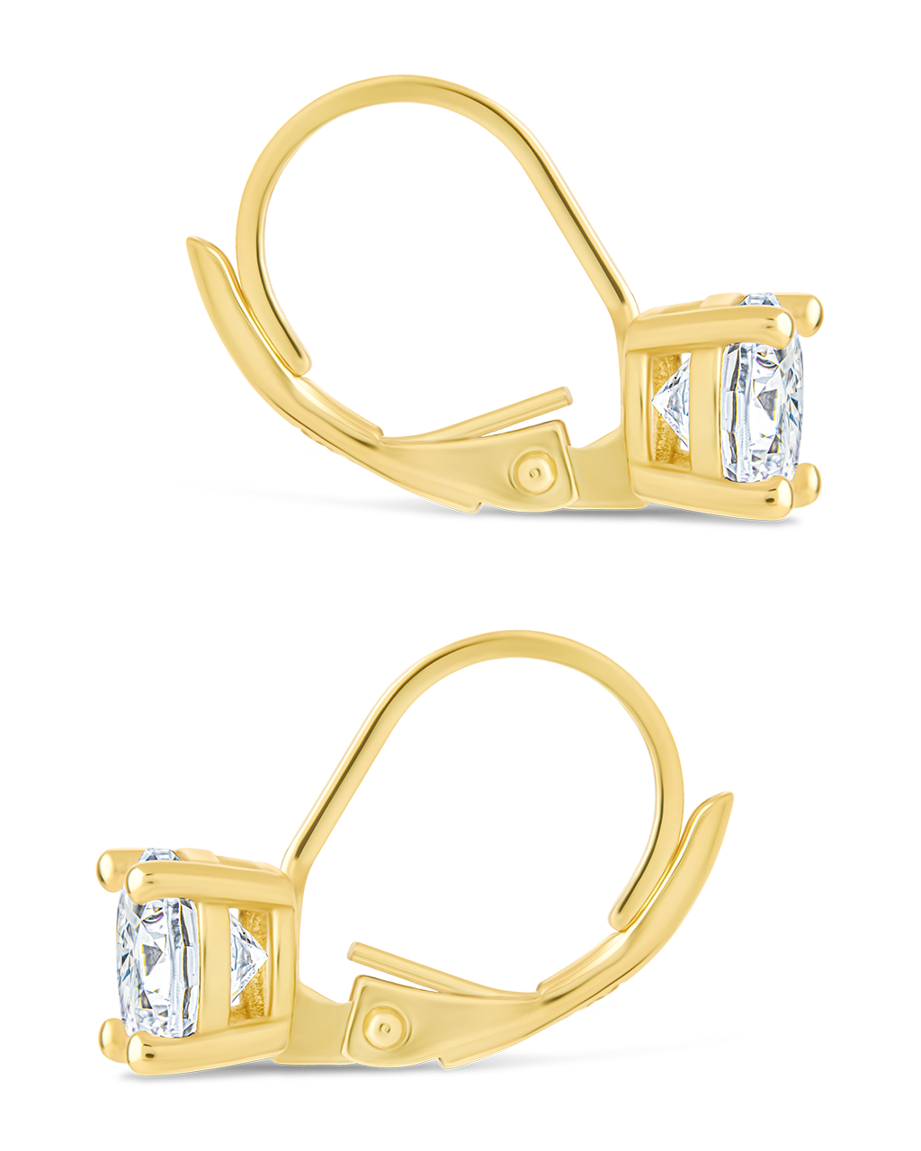 Sterling Silver Round Cut French Clip Earrings