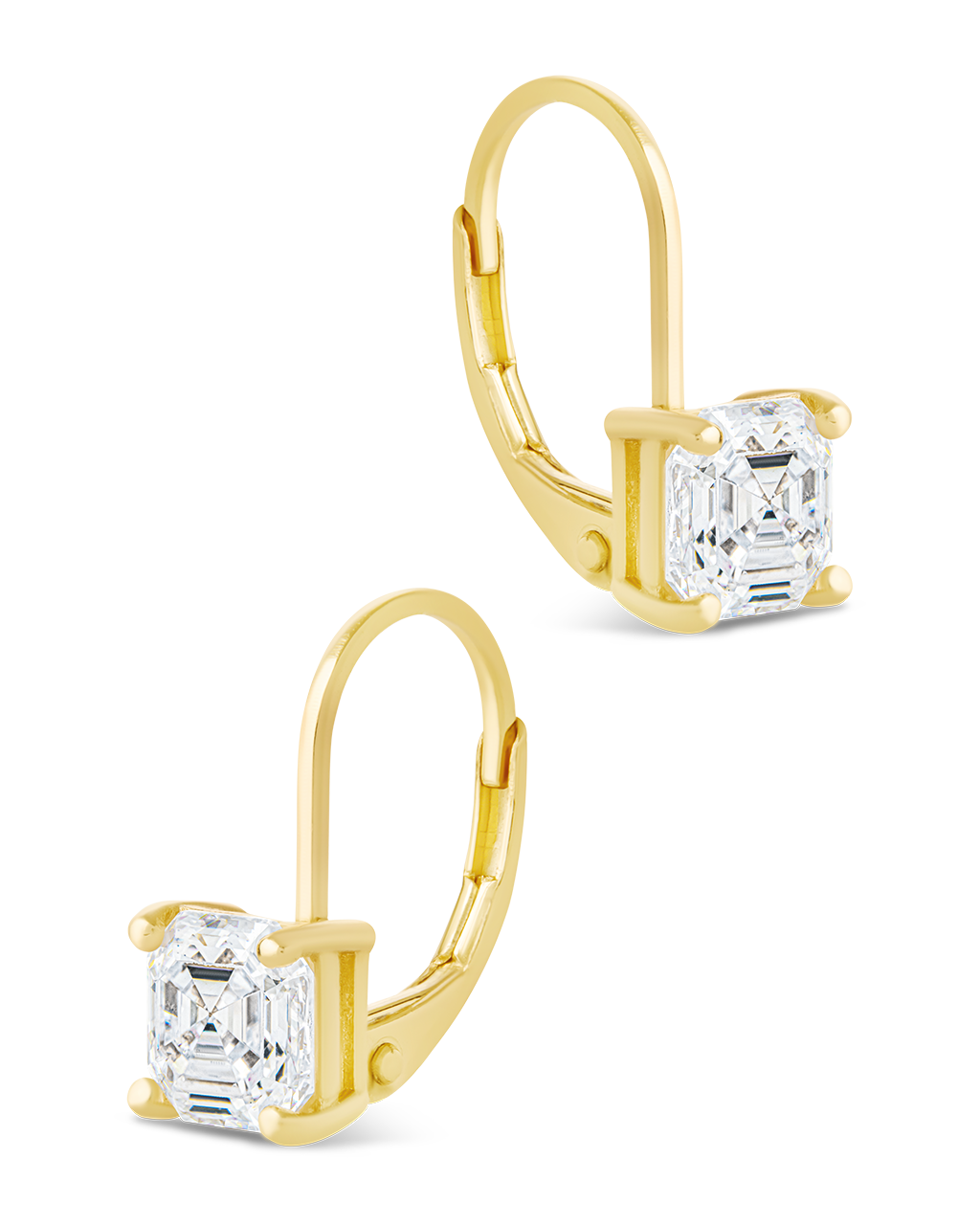 Sterling Silver Princess Cut French Clip Earrings
