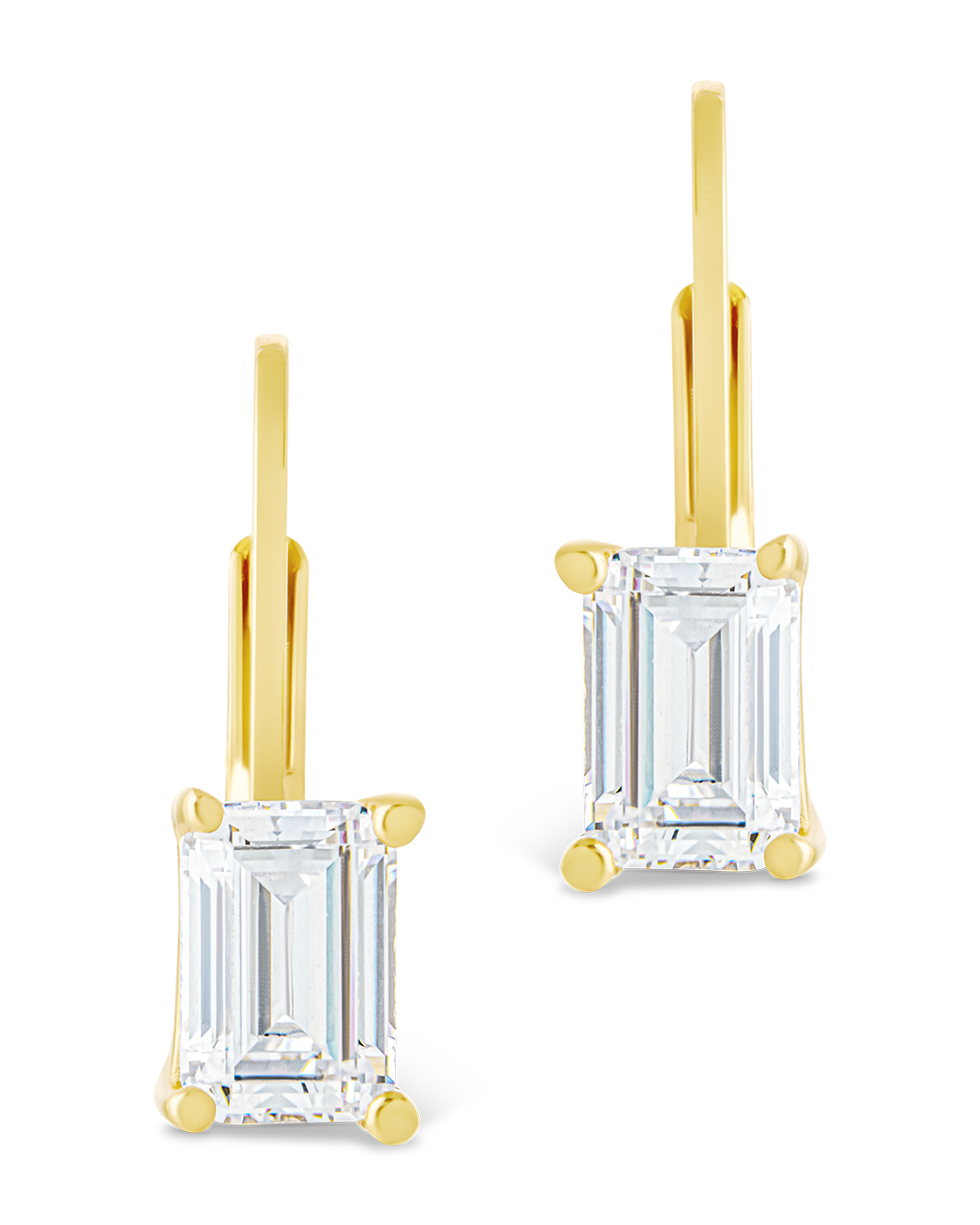 Sterling Silver Emerald Cut French Clip Earrings