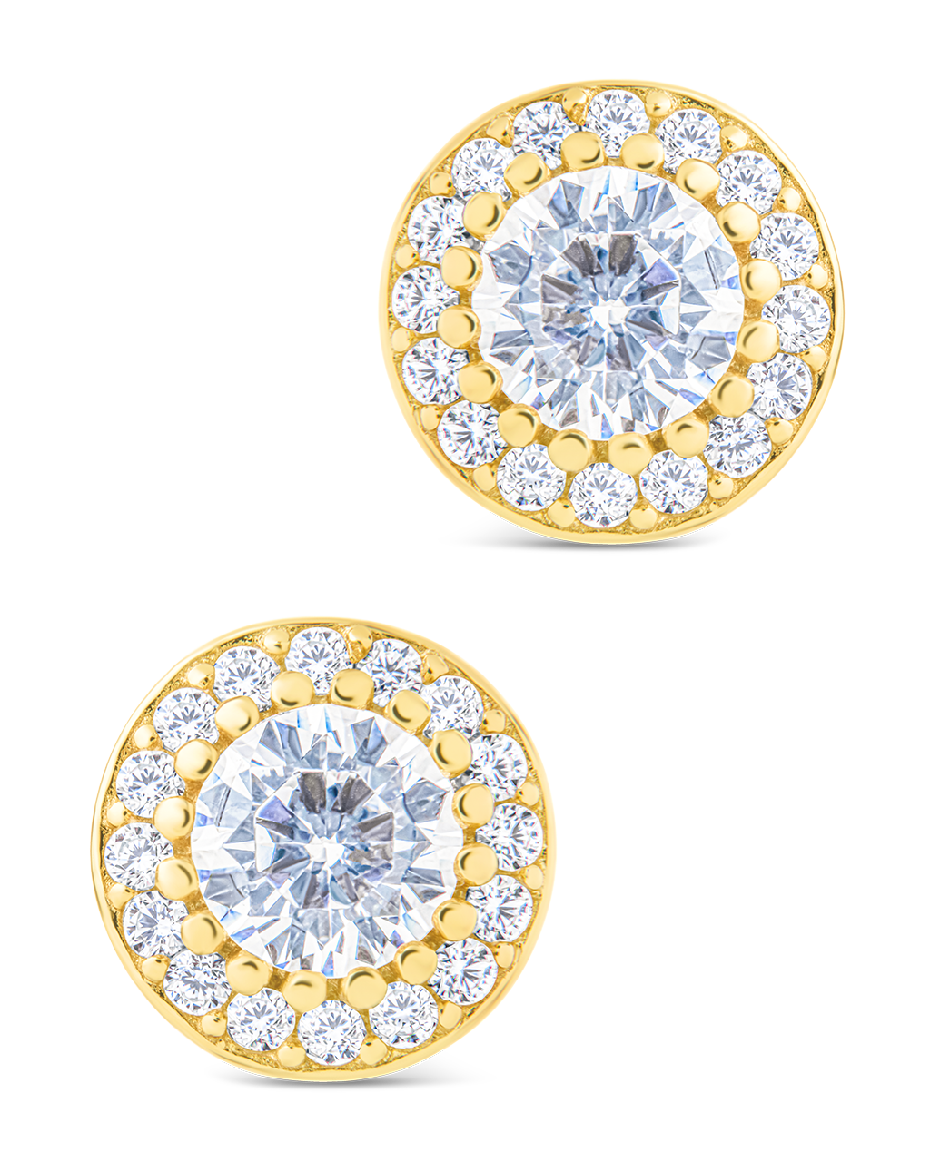Sterling Silver Round Cut Brilliant Halo Studs