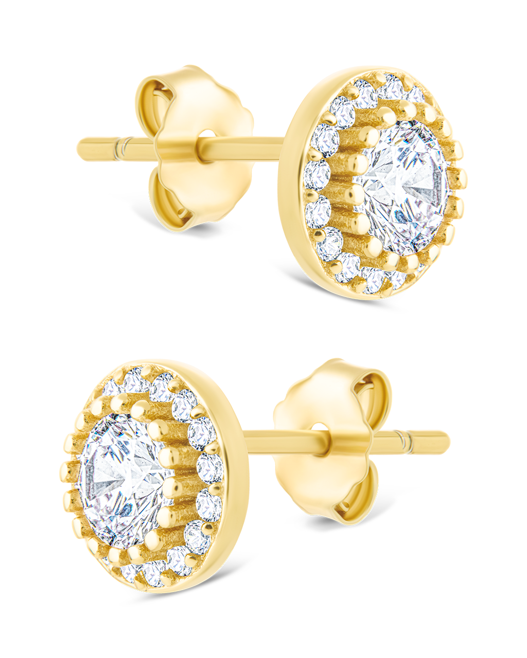Sterling Silver Round Cut Brilliant Halo Studs