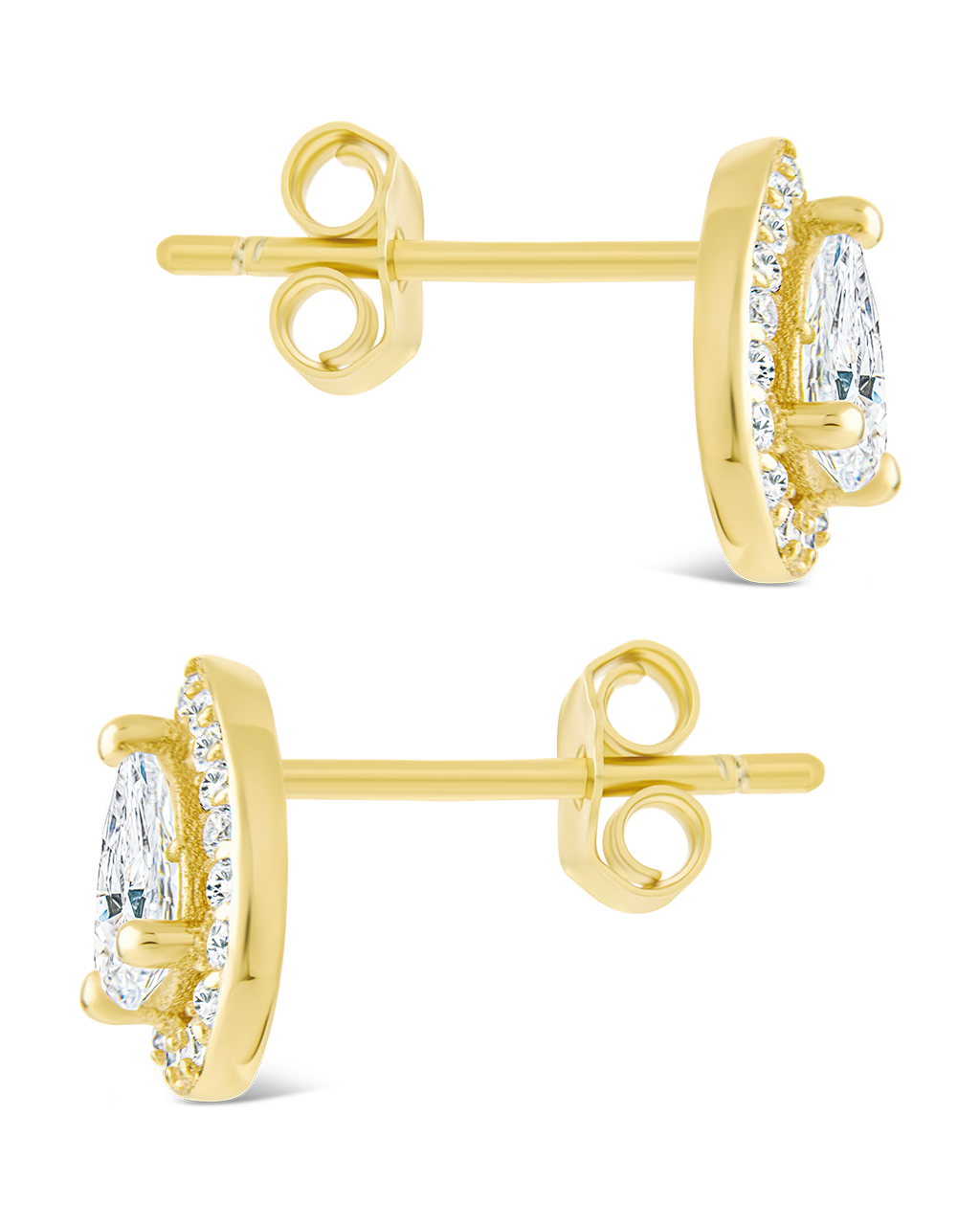 Sterling Silver Pear Cut Brilliant Halo Studs